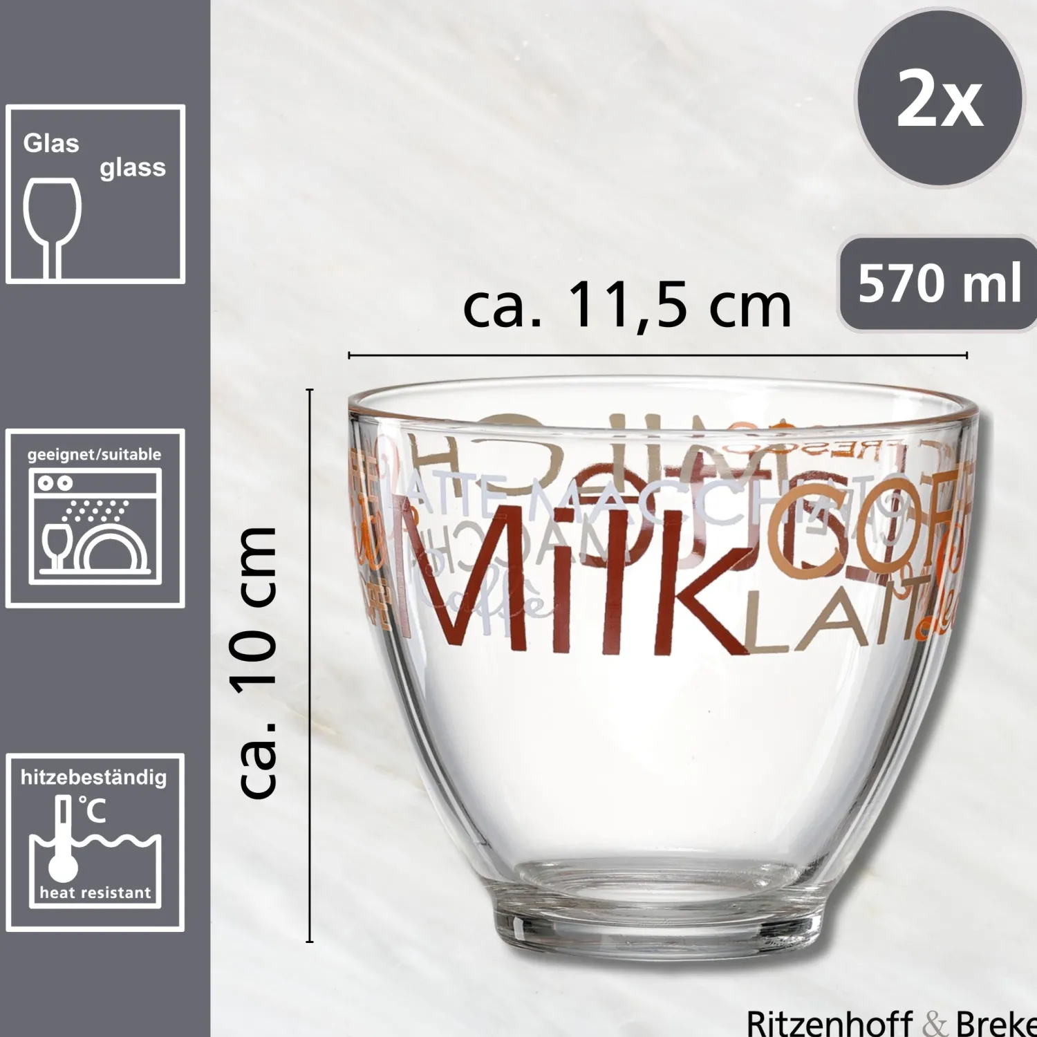 Sale Müslischalen-Set Milano | 2-teilig | 570 ml | braun Schale