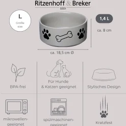 Discount Napf Mika Dog | 1,4 Liter | grau Hund