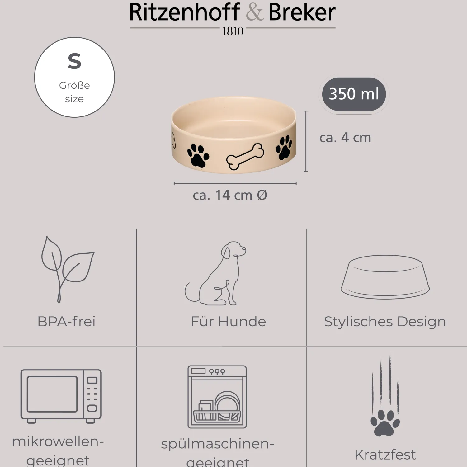 Online Napf Mika Dog | 350 ml | beige Hund