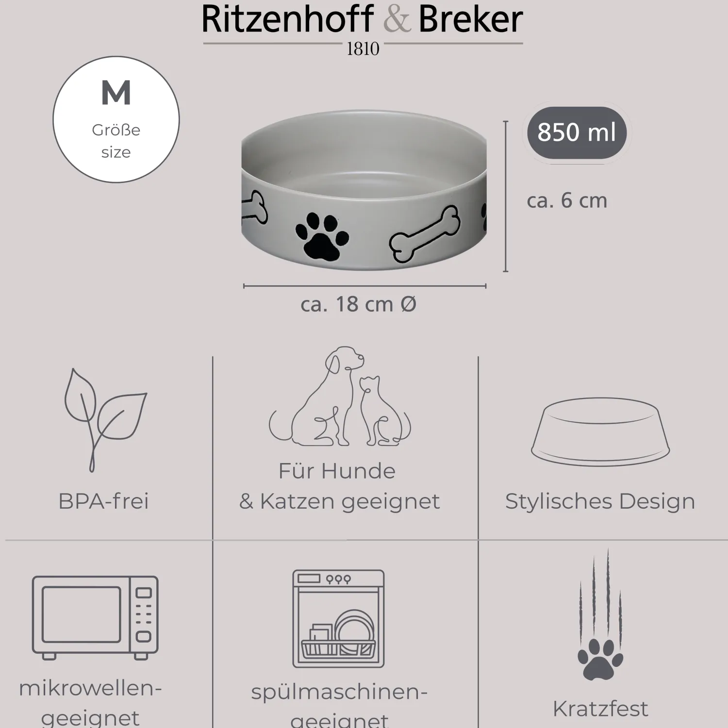 Discount Napf Mika Dog | 850 ml | grau Hund