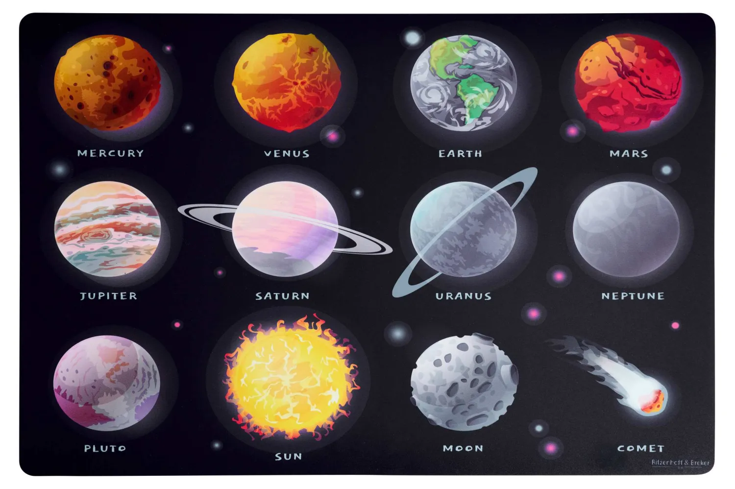 Online Platzmatte Flip Planeten | 45 x 30 cm Platzmatte