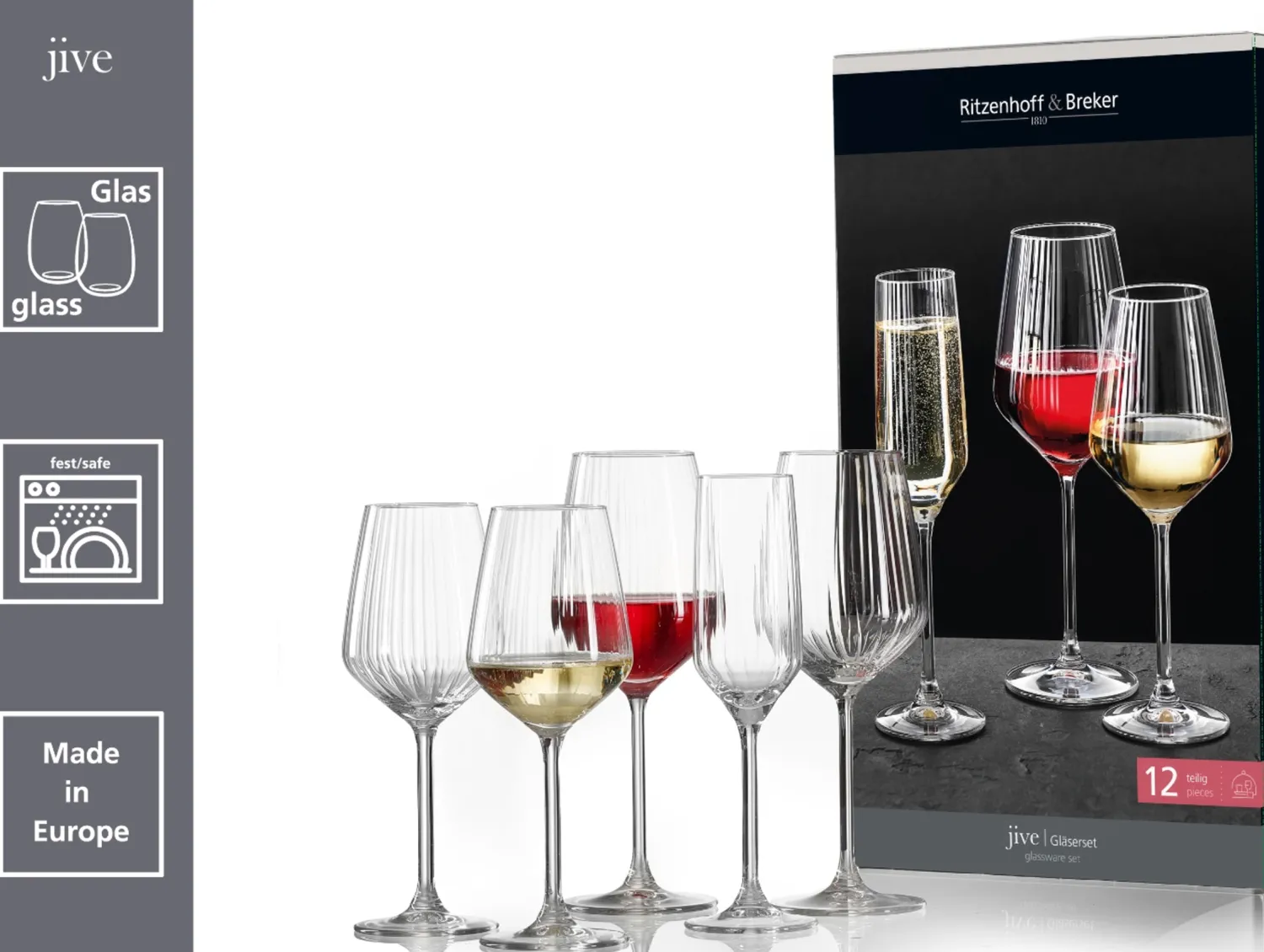 Clearance Stielgläser-Set Jive | 12-teilig Gläser-Set