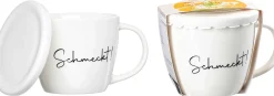 Clearance Suppentasse Soppa Schmeckt | 460 ml | weiss | mit Deckel Suppentasse