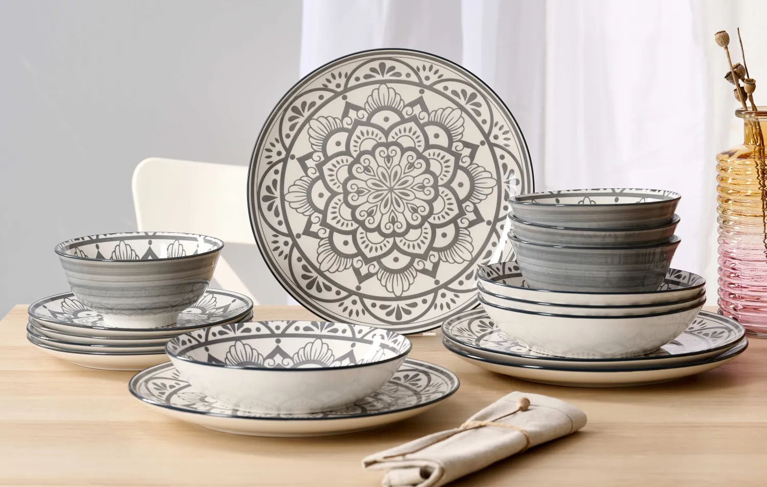Clearance Tafelservice Doha | 16-teilig | grau Set