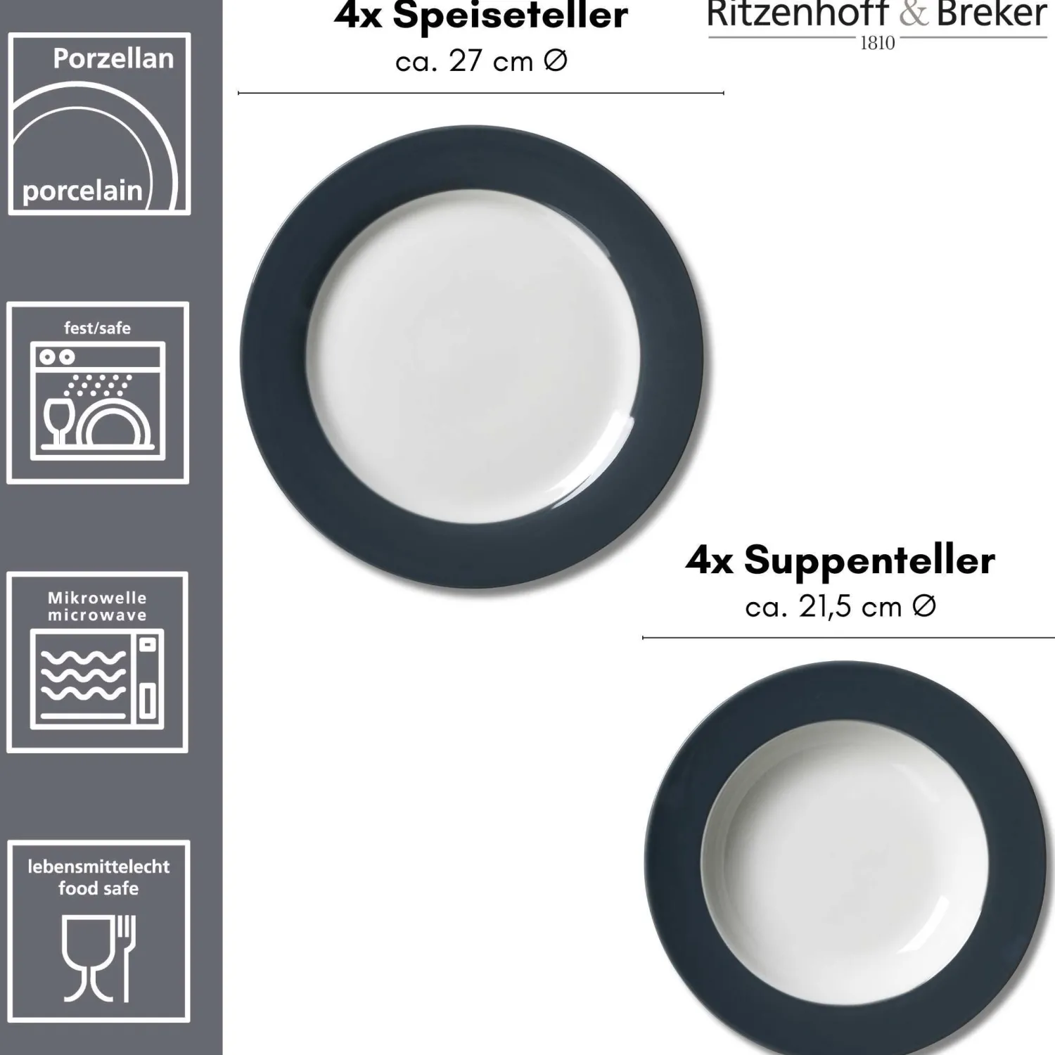 Hot Tafelservice Doppio | 8-teilig | anthrazit Service