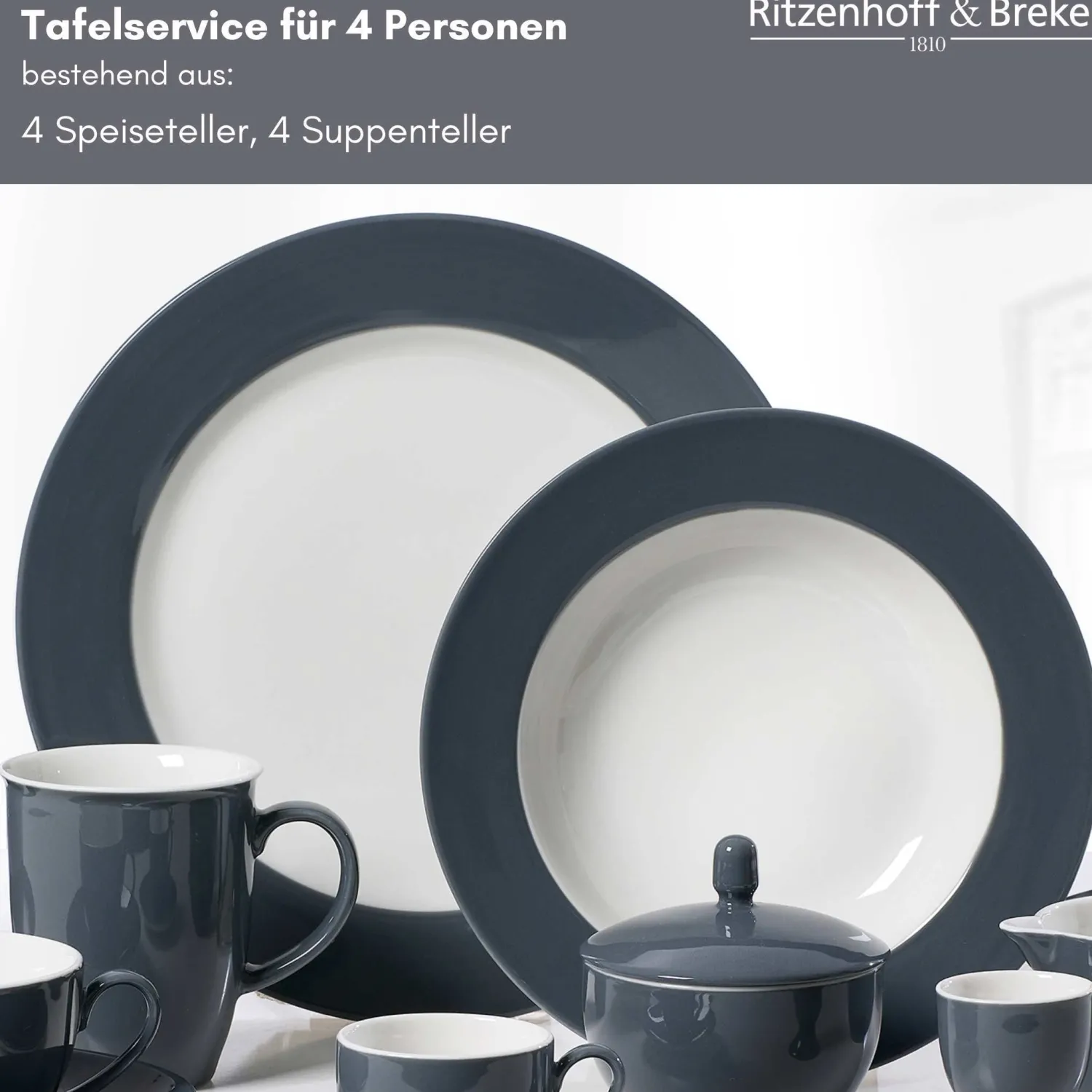 Hot Tafelservice Doppio | 8-teilig | anthrazit Service
