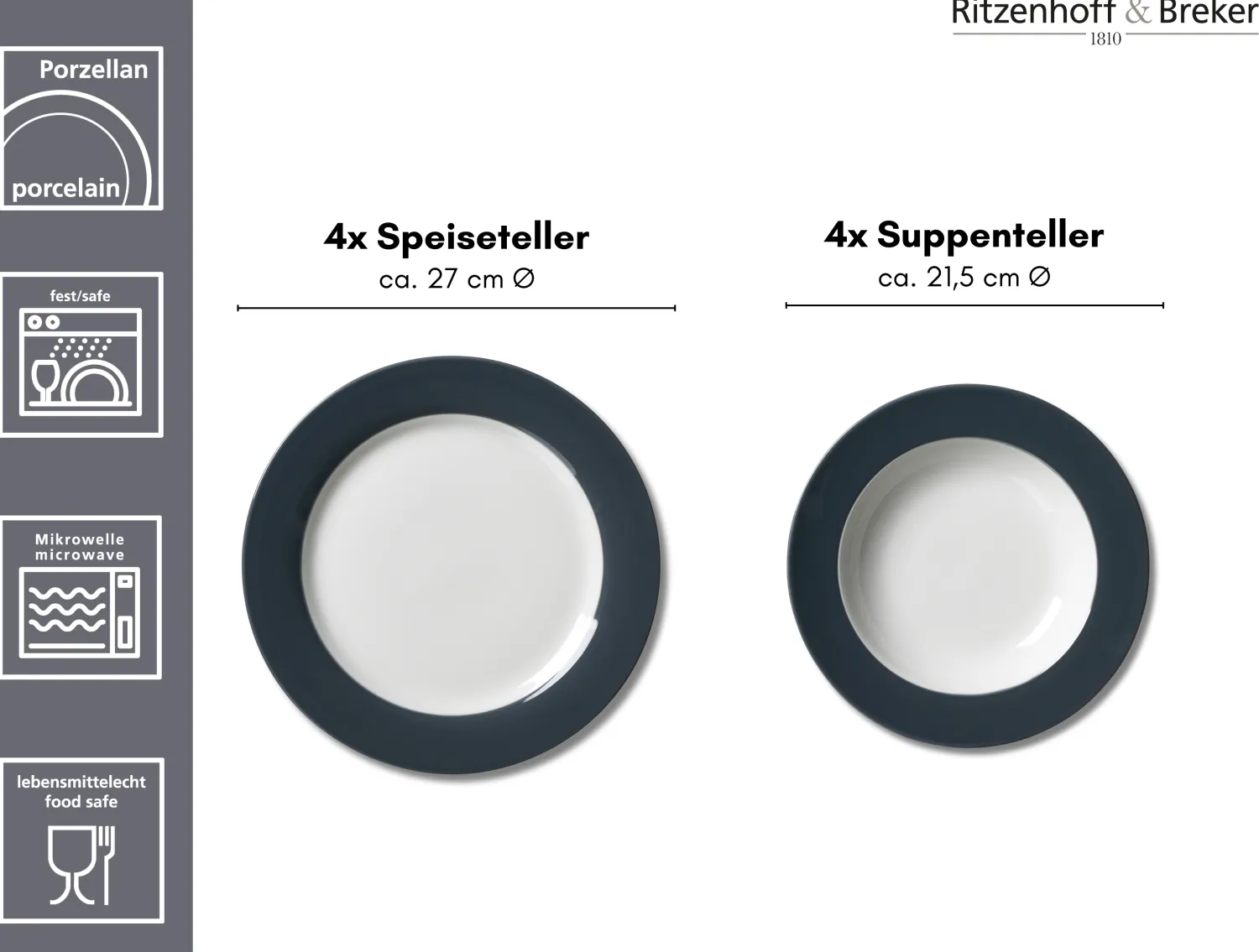 Hot Tafelservice Doppio | 8-teilig | anthrazit Service