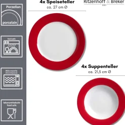Discount Tafelservice Doppio | 8-teilig | rot Service
