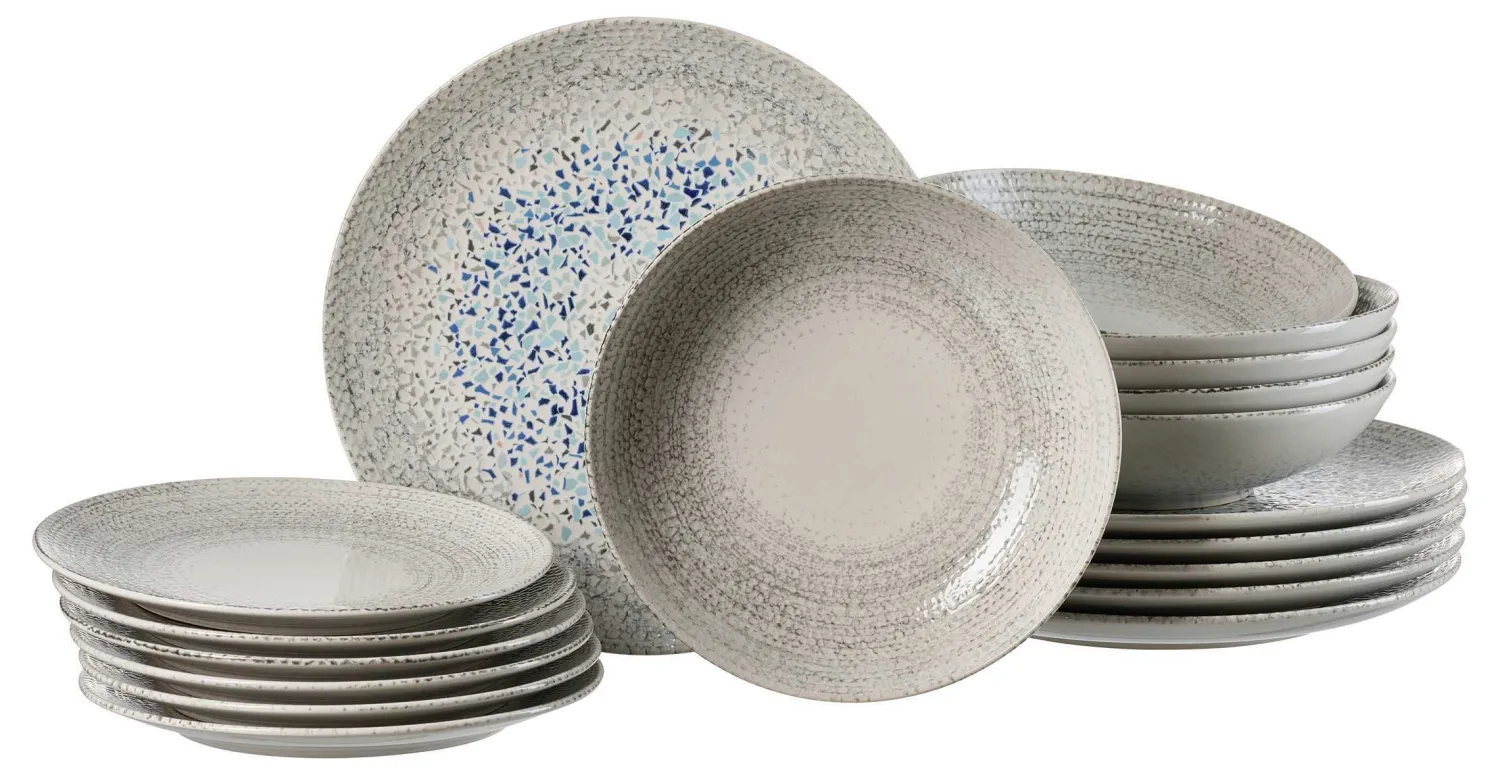 Clearance Tafelservice Rimini Stone | 18-teilig | grau Service