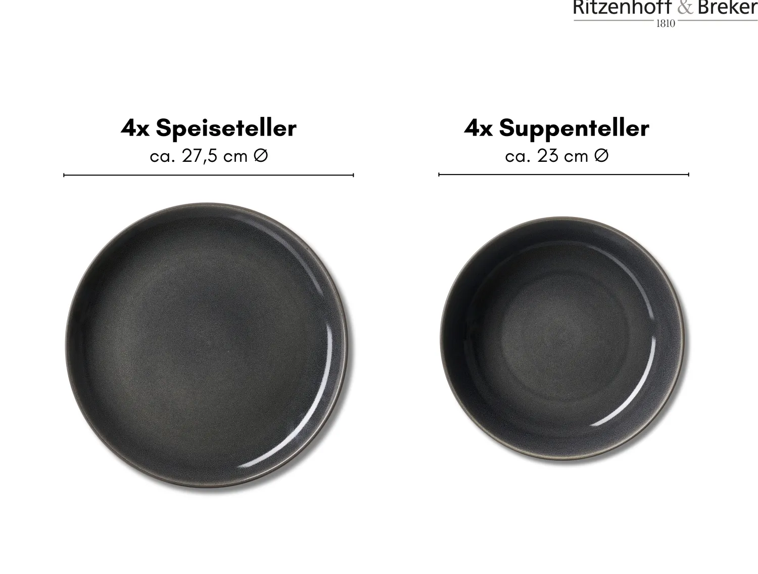 New Tafelservice Toledo | 8-teilig | grau Set