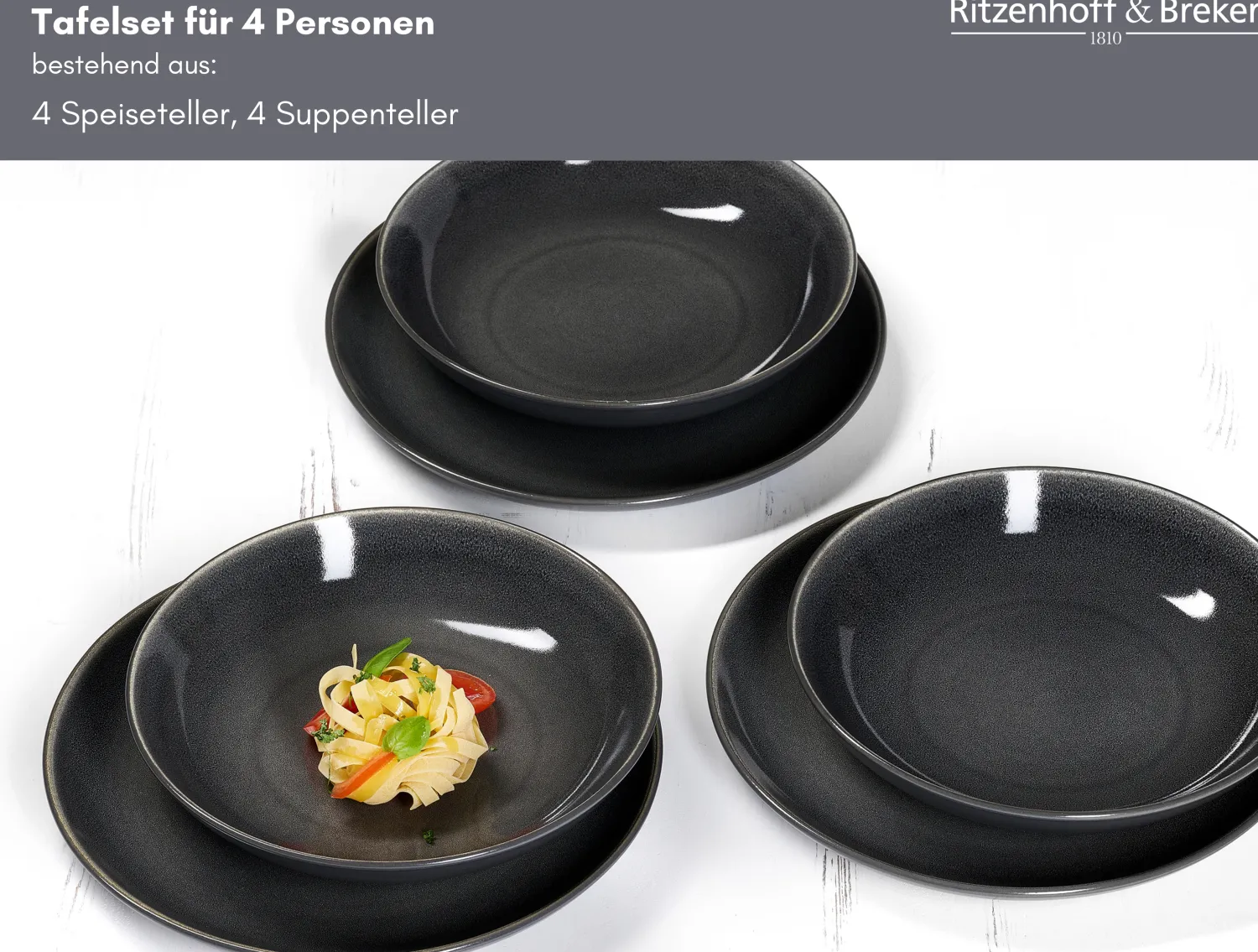 New Tafelservice Toledo | 8-teilig | grau Set