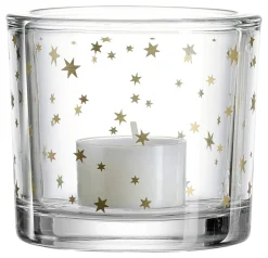Outlet Teelichthalter Sternengestöber | 9 x 9 x 8 cm | gold Windlicht