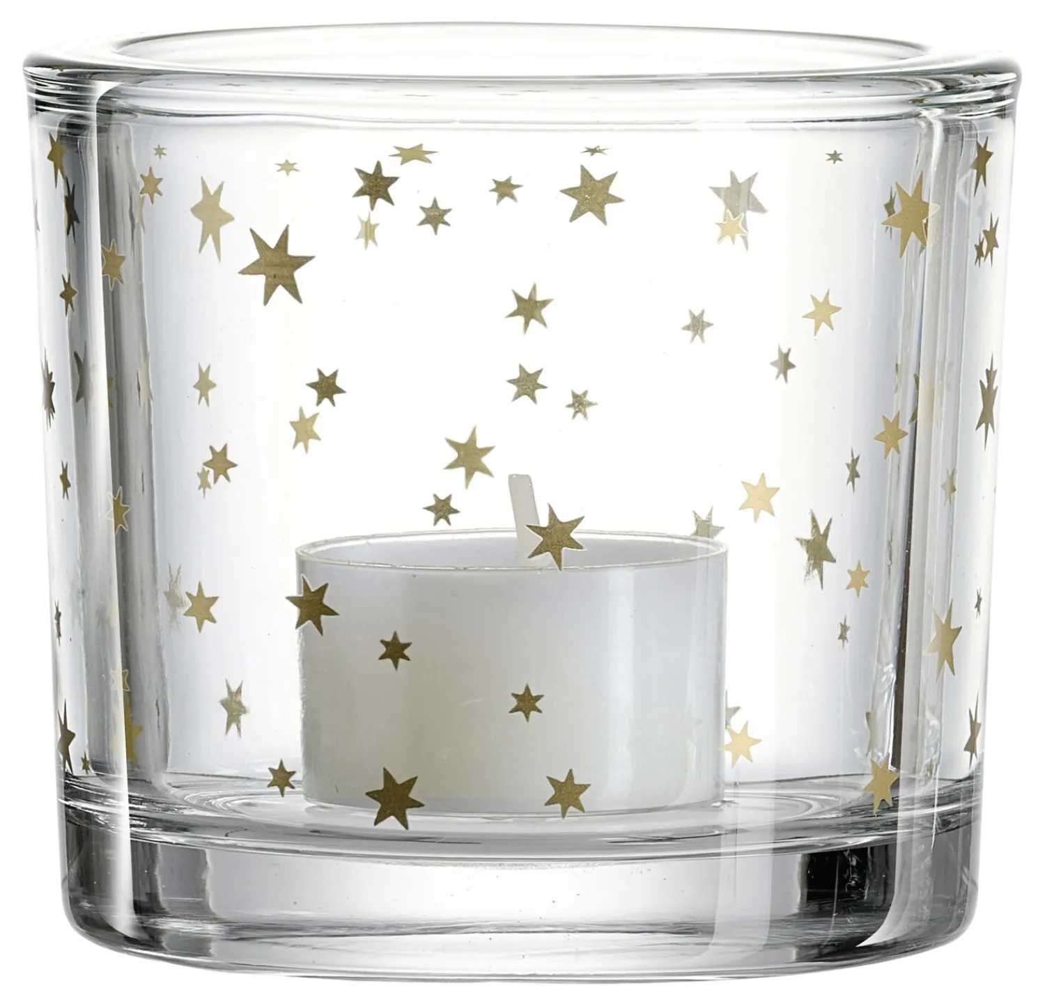 Outlet Teelichthalter Sternengestöber | 9 x 9 x 8 cm | gold Windlicht