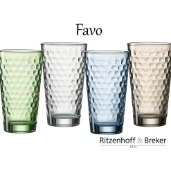 Discount Trinkgläser-Set Favo | 6-teilig | blau | 350 ml Gläser-Set