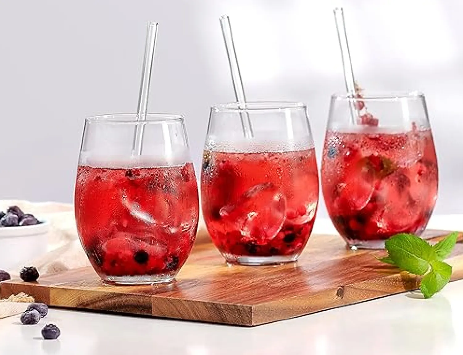 Sale Trinkgläser-Set Gin | 8-teilig | 590 ml | mit Glastrinkhalmen Gläser-Set