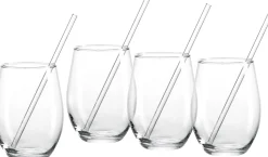 Sale Trinkgläser-Set Gin | 8-teilig | 590 ml | mit Glastrinkhalmen Gläser-Set
