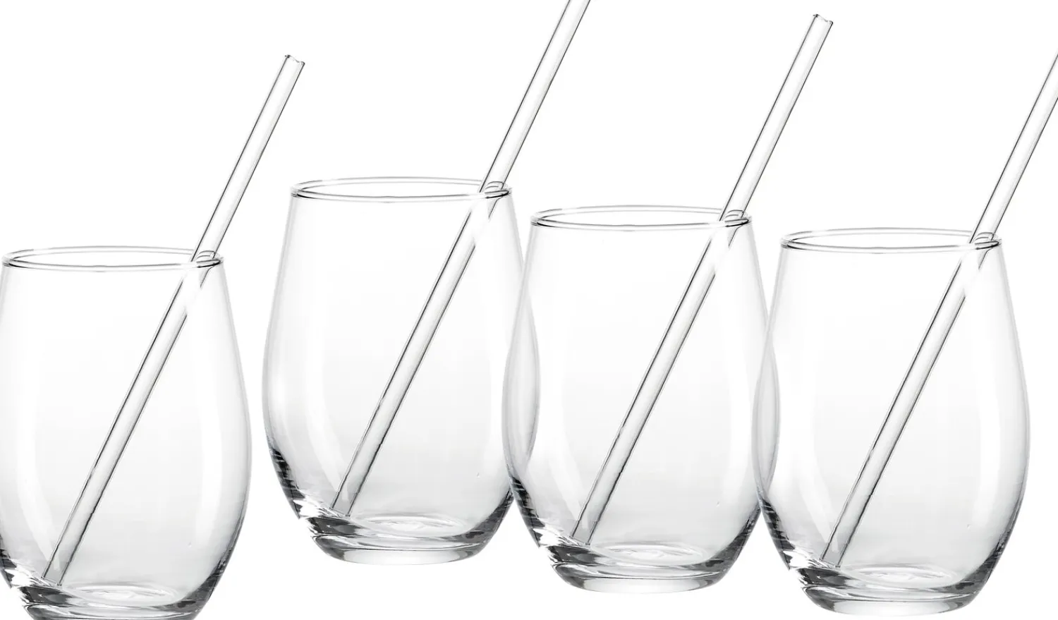 Sale Trinkgläser-Set Gin | 8-teilig | 590 ml | mit Glastrinkhalmen Gläser-Set