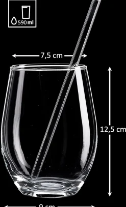 Sale Trinkgläser-Set Gin | 8-teilig | 590 ml | mit Glastrinkhalmen Gläser-Set