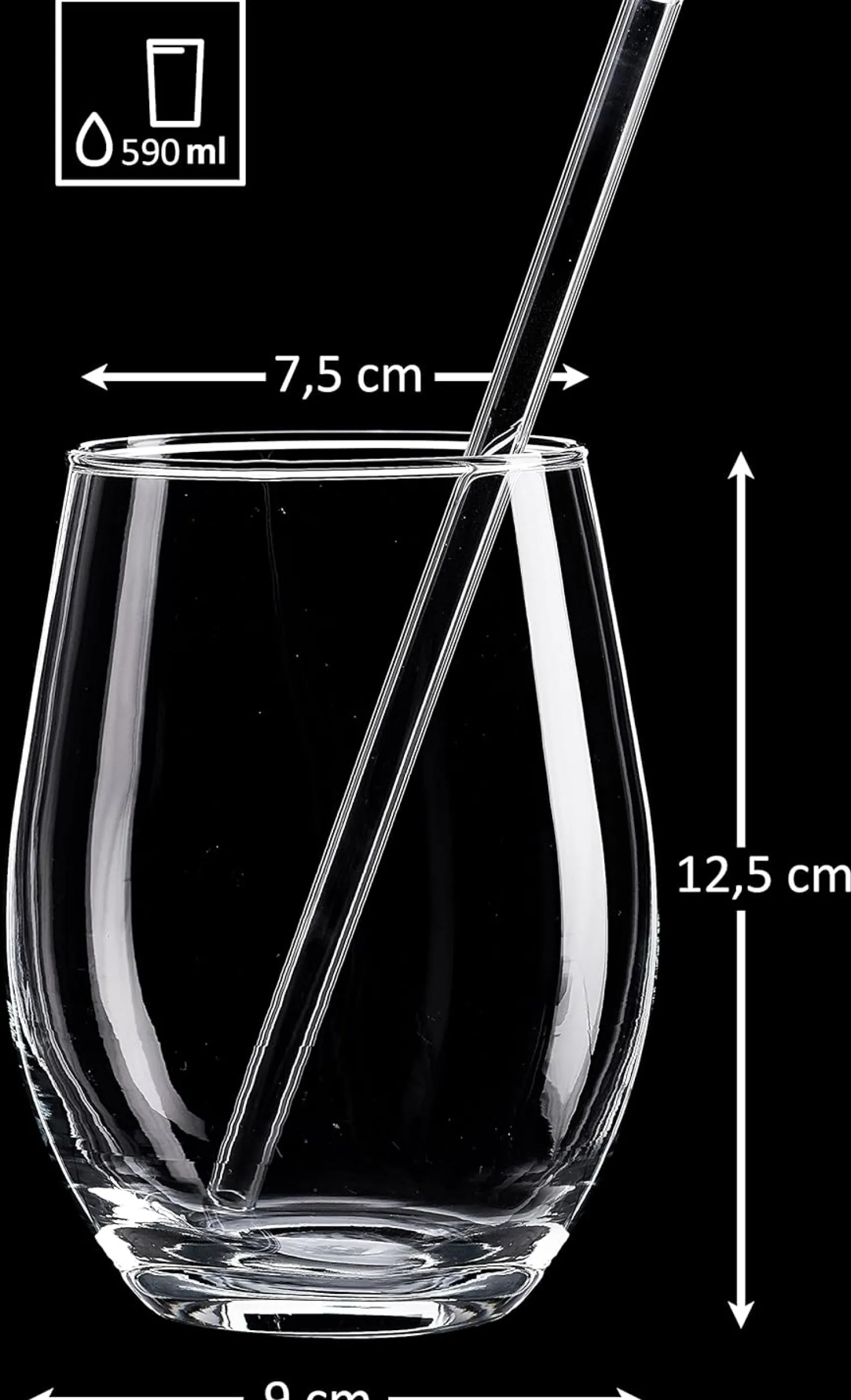 Sale Trinkgläser-Set Gin | 8-teilig | 590 ml | mit Glastrinkhalmen Gläser-Set