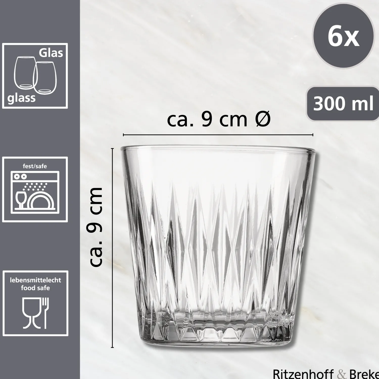 Trinkgläser-Set Nobel | 6-teilig | 300 ml Gläser-Set