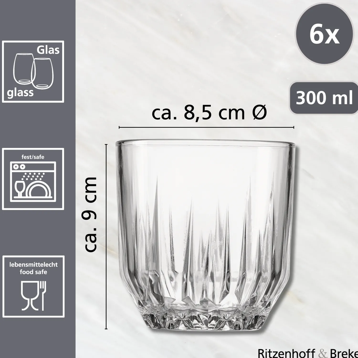 Clearance Trinkgläser-Set Palace | 6-teilig | 300 ml Gläser-Set