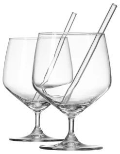 Hot Trinkgläser-Set Soda | 4-teilig | 650 ml | mit Glastrinkhalmen Glas