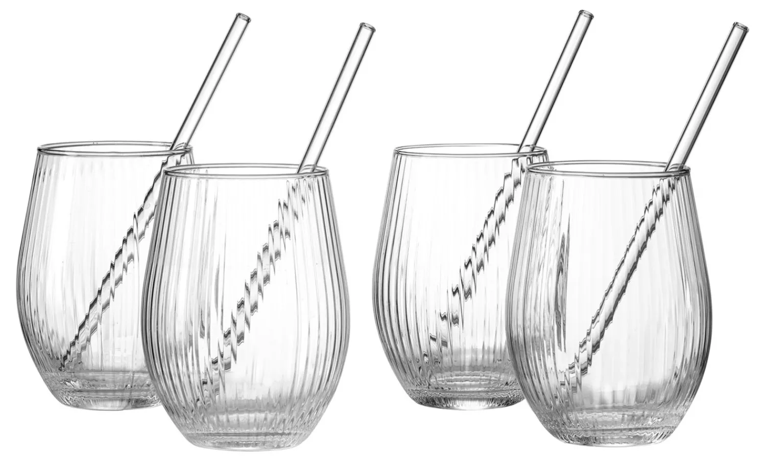 Outlet Trinkgläser-Set Spritz | 8-teilig | 590 ml | mit Glastrinkhalmen Gläser-Set