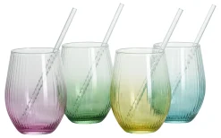Best Trinkgläser-Set Spritz Color Edition | 8-teilig | 590 ml | mit Glastrinkhalmen Gläser-Set