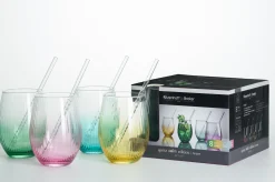Best Trinkgläser-Set Spritz Color Edition | 8-teilig | 590 ml | mit Glastrinkhalmen Gläser-Set