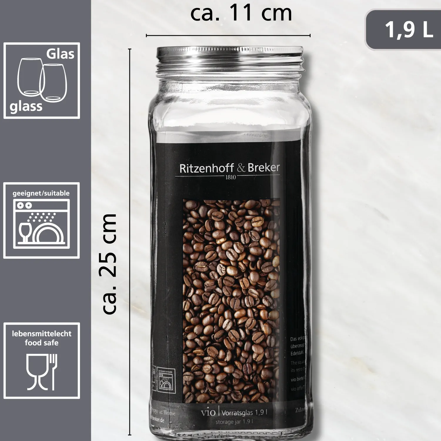 Clearance Vorratsdose Vio | 1,9 Liter | eckig Dose