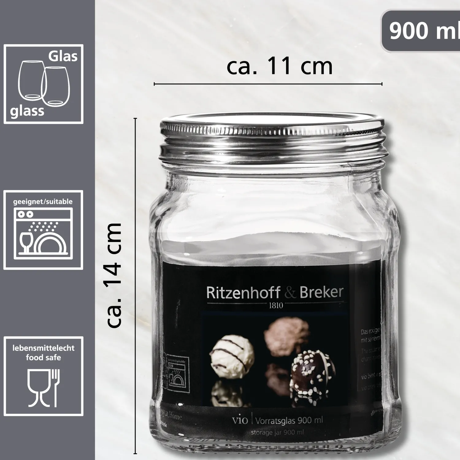 Discount Vorratsdose Vio | 900 ml | eckig Dose