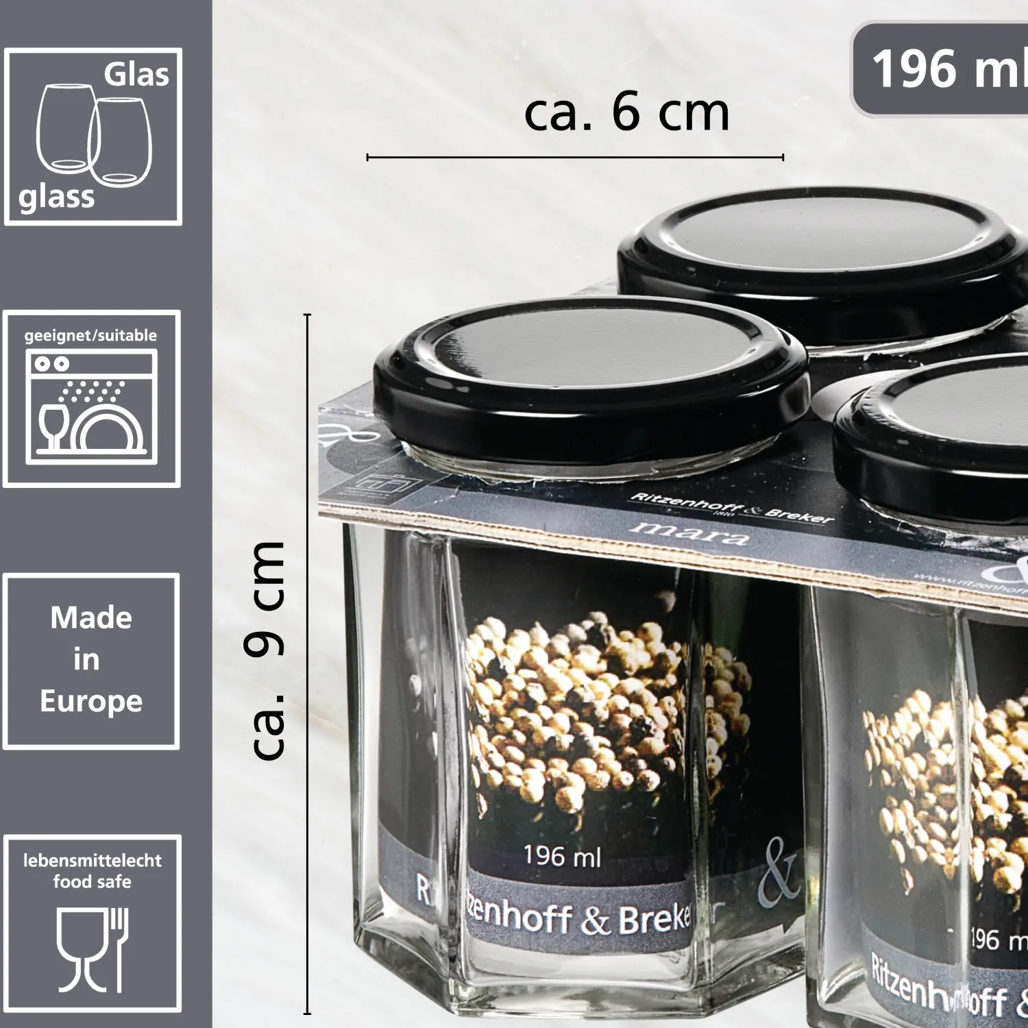 Hot Vorratsgläser-Set Mara | 4-teilig | 196 ml Vorratsgläser-Set
