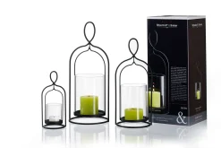 Best Windlicht Nero | 9,5 x 9,5 x 21 cm | schwarz Windlicht